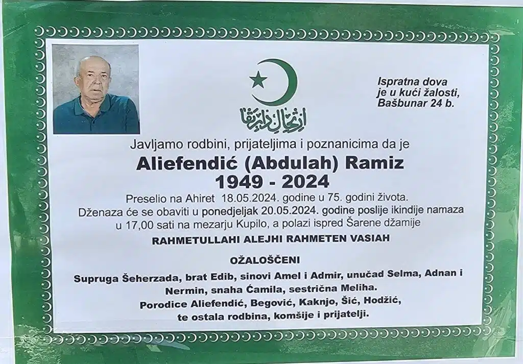 Preminuo je Aliefendić Ramiz