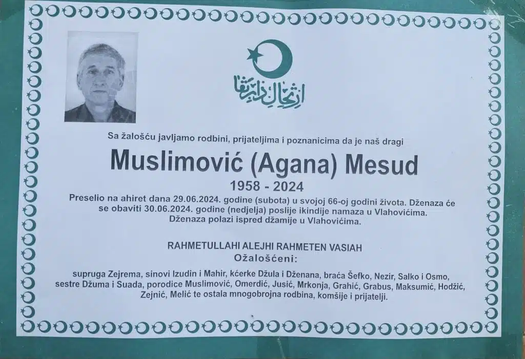 Preminuo je Muslimović Mesud