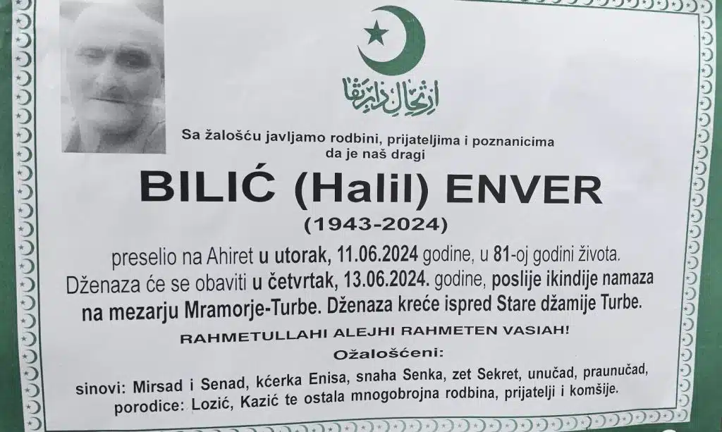 Preminuo je Bilić Enver