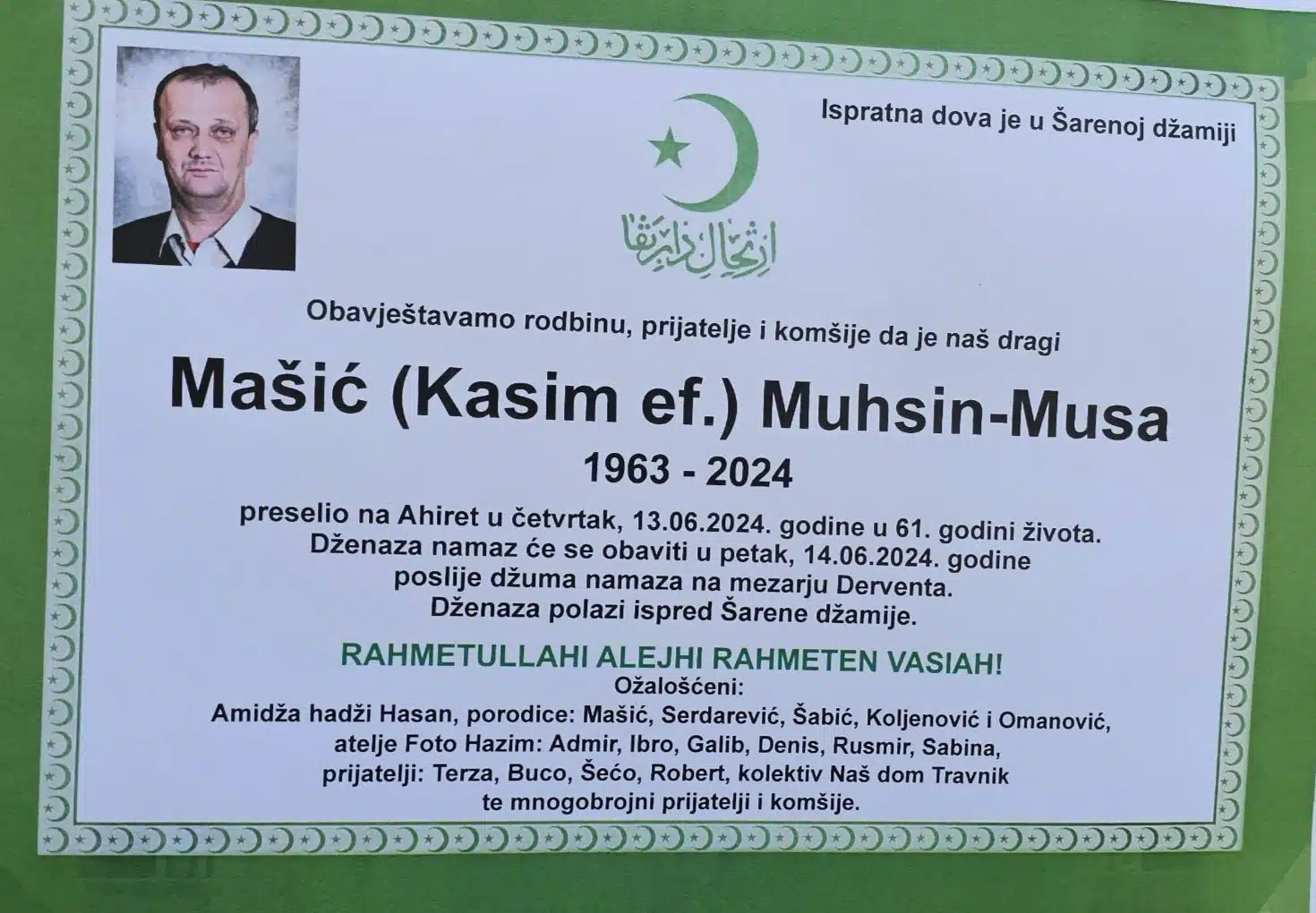 Preminuo je Mašić Muhsin-Musa