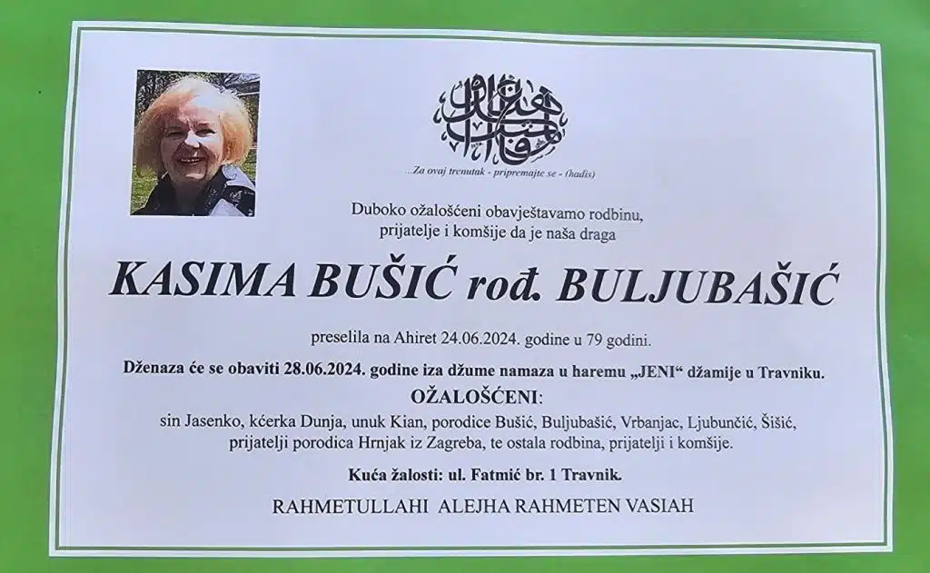 Preminula je Kasima Bušić