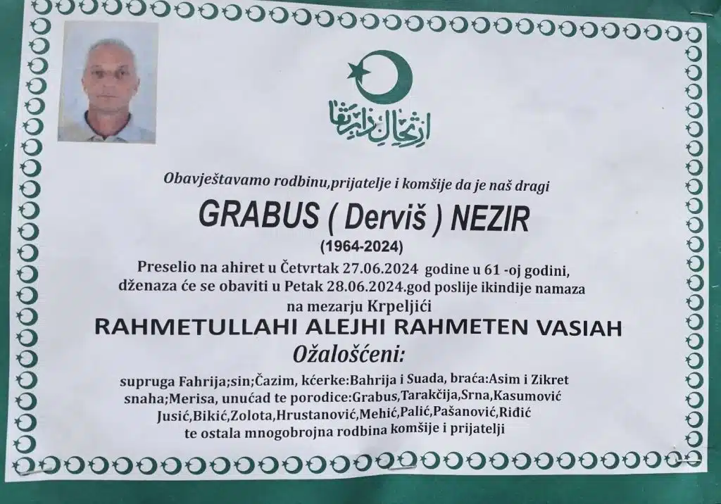 Preminuo je Grabus Nezir