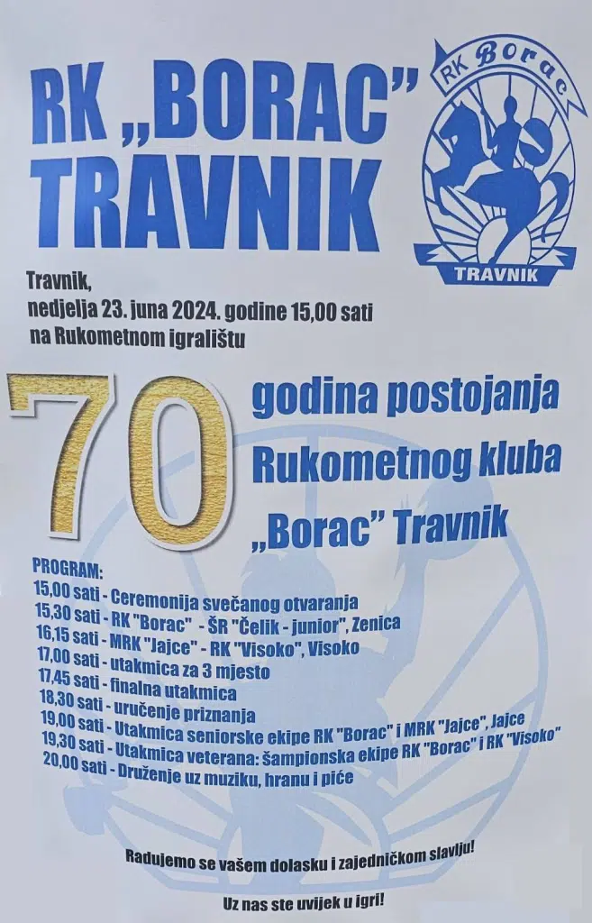 RK “Borac” Travnik slavi sedamdeset godina postojanja
