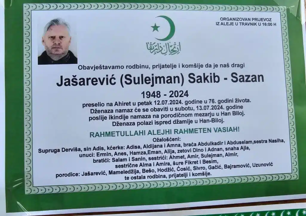 Preminuo je Jašarević Sakib – Sazan