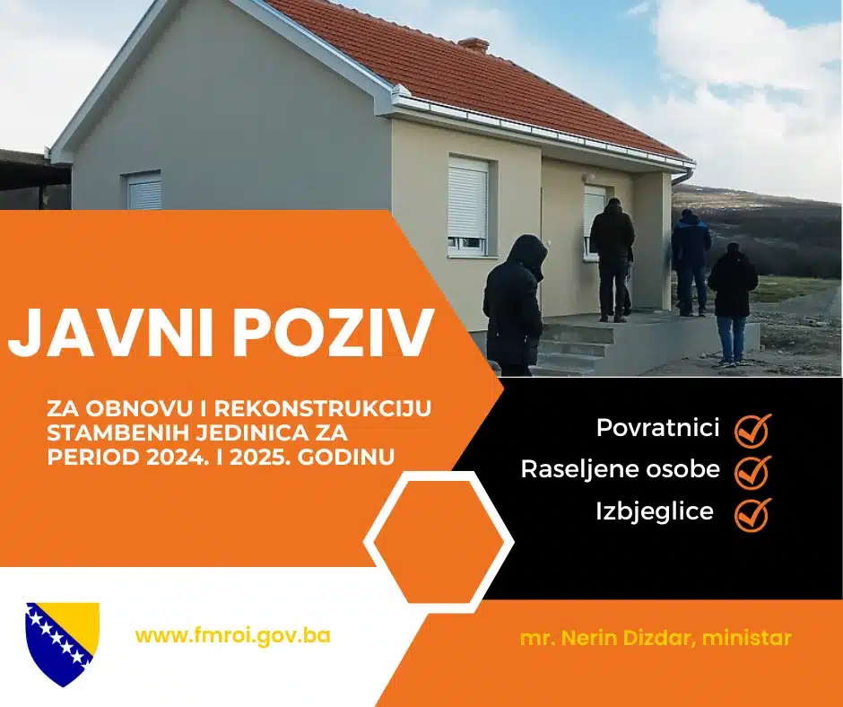 Konačna rang lista / Javni poziv izbjeglicama iz BiH, raseljenim licima i povratnicima u BiH za obnovu i rekonstrukciju stambenih jedinica 2024-2025