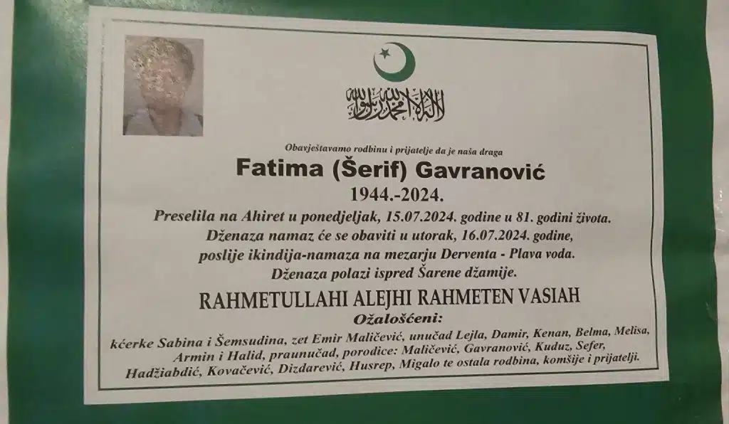Preminula je Fatima Gavranović