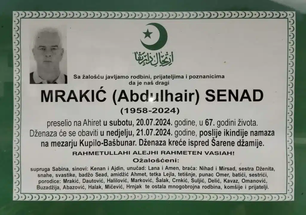 Premiuo je MRAKIĆ (Abdulhair) SENAD