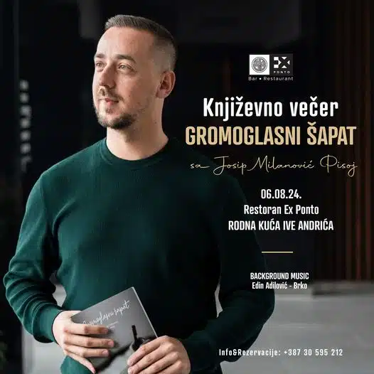 Večeras u restoranu Ex Ponto, Rodnoj Kući Ive Andrića promocija knjige “Gromoglasni šapat”