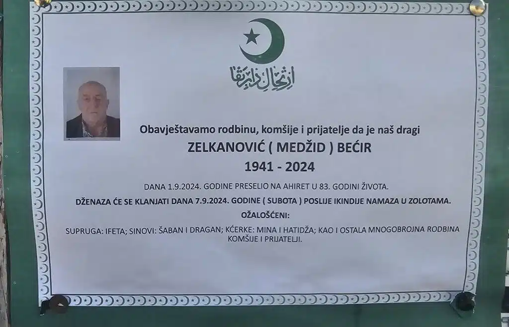 Preminuo je Zelkanović Bećir