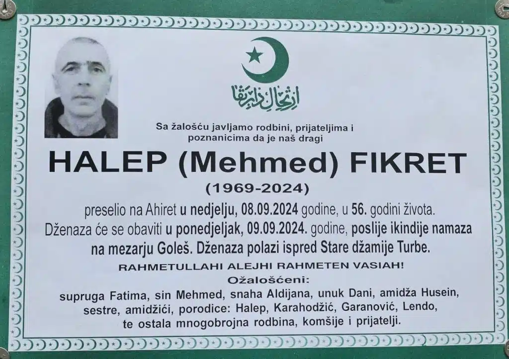 Preminuo je Halep Fikret