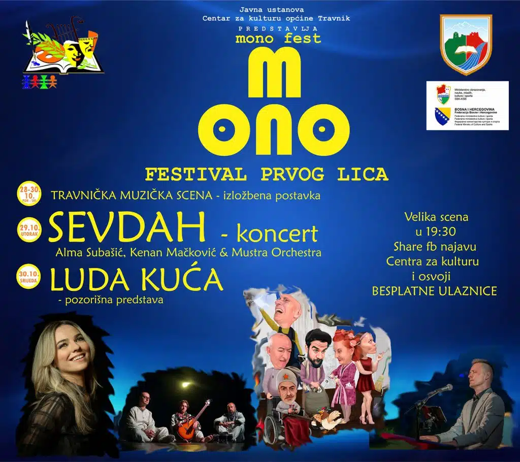 Javna ustanova Centar za kulturu općine Travnik najavljuje 4. MONOFEST- Festival prvog lica