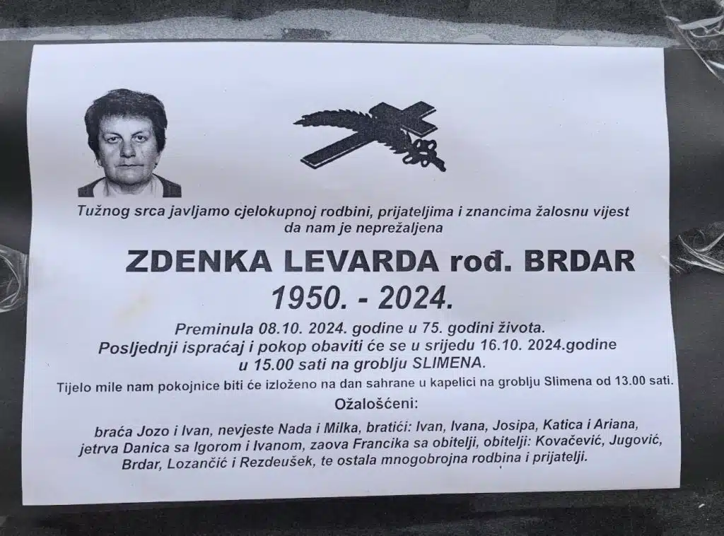Preminula je Zdenka Levarda
