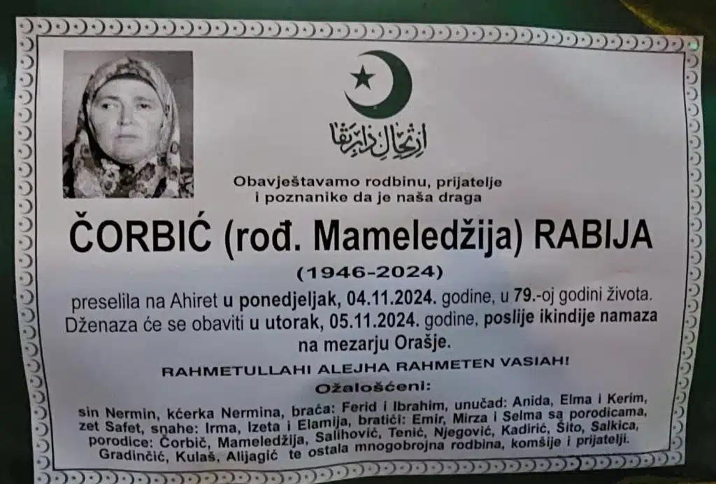 Preminula je Čorbić Rabija