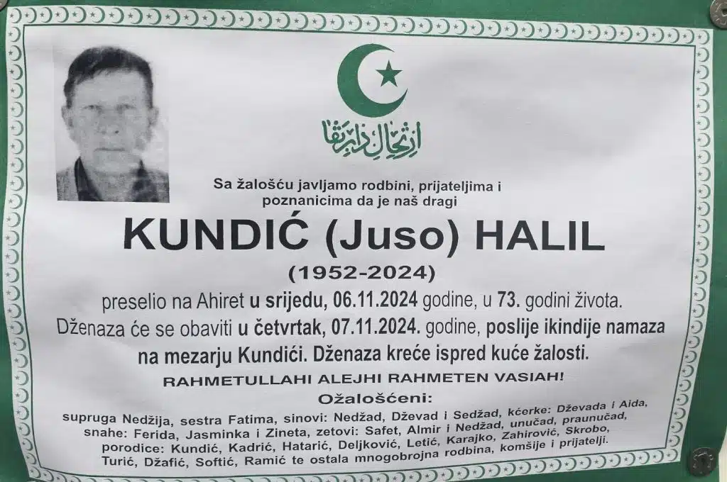 Preminuo je Kundić Halil
