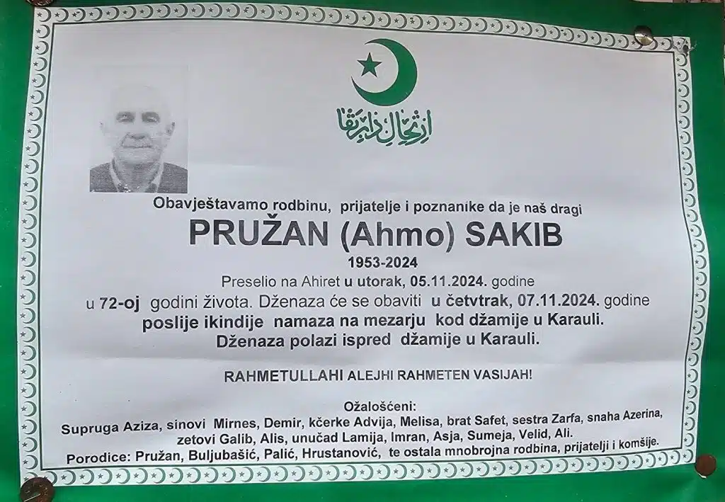 Preminuo je Pružan Sakib