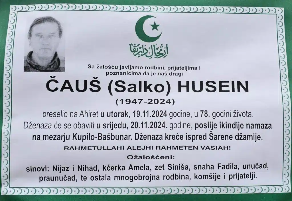 Preminuo je Čauš Husein