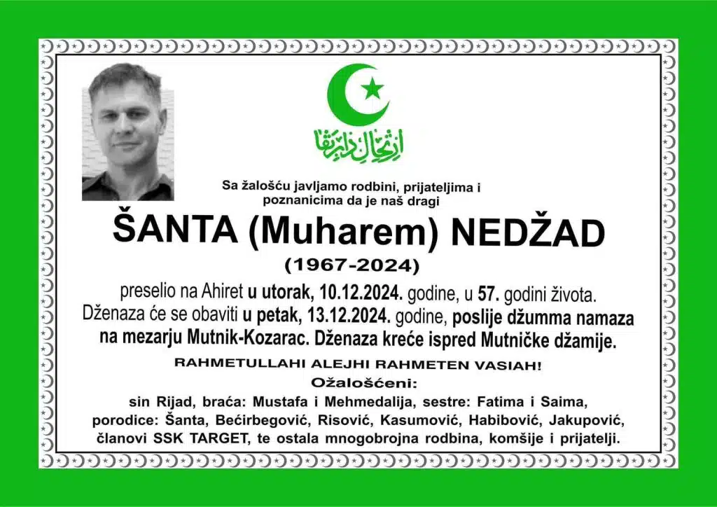 Preminuo je Šanta Nedžad