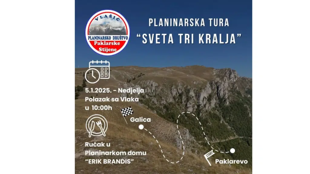 Planinarsko društvo “Paklarske stijene” organizira turu ”Sveta tri kralja”