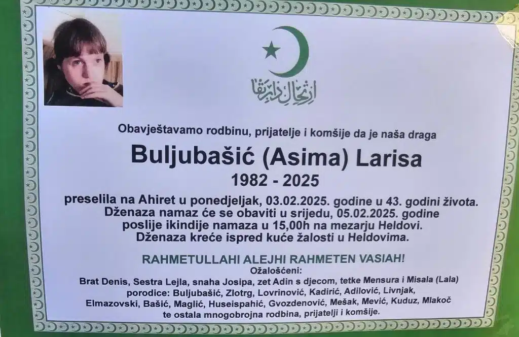 Preminula je Buljubašić Larisa