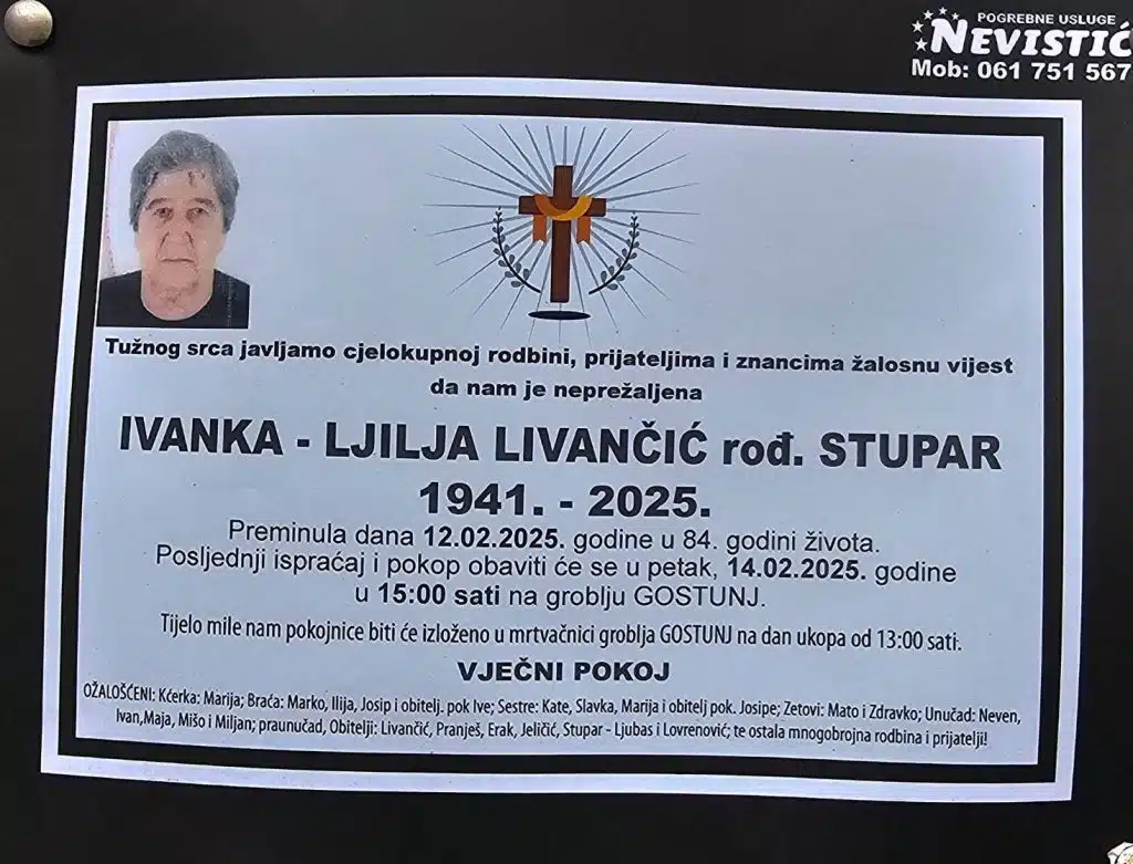 Preminula je Ivanka – Ljilja Livančić