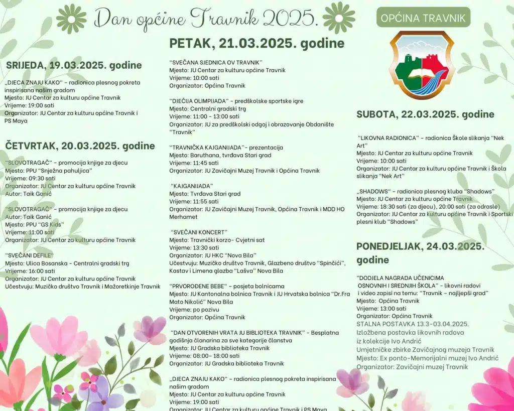 Travnik slavi Dan općine uz bogat program od 19. do 24. marta