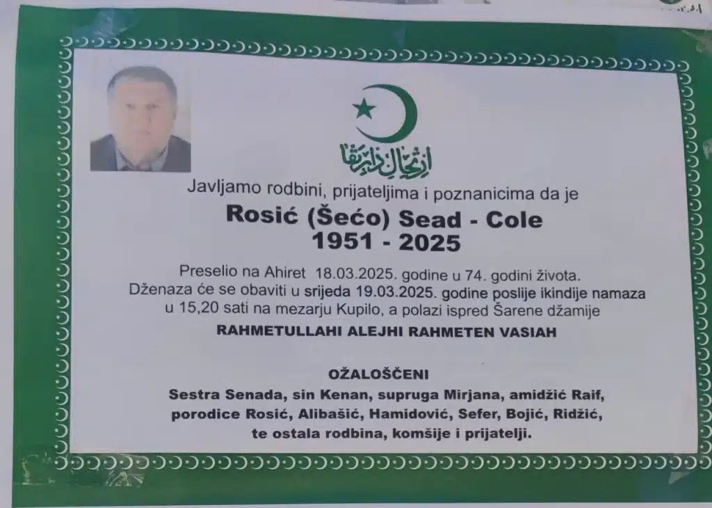 Preminuo je Rosić Sead – Cole