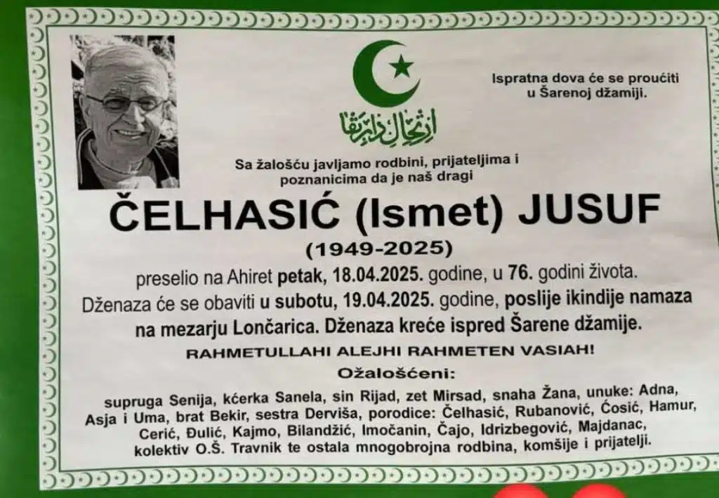 Preminuo je Čelhasić Jusuf