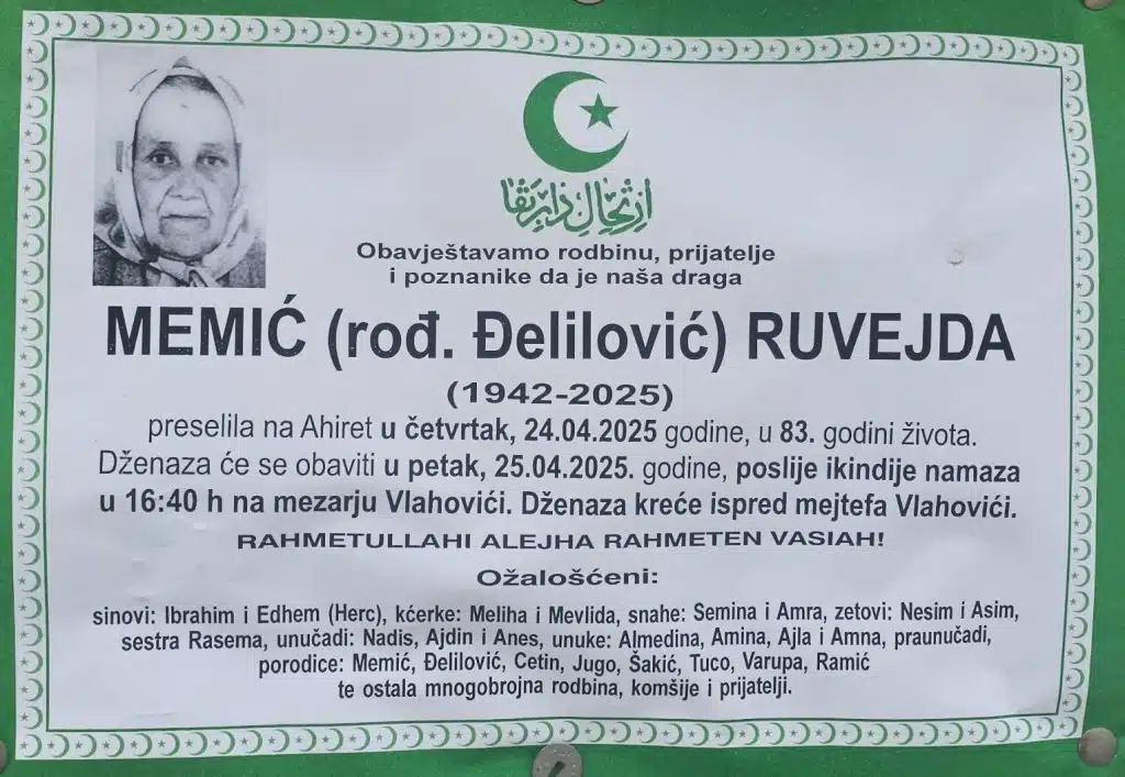 Preminula je Memić Ruvejda
