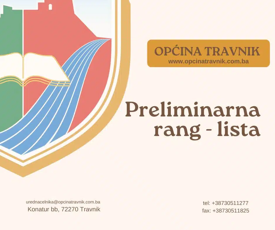 Objavljena preliminarna rang lista za dodjelu sredstava sportskim i građanskim udruženjima u Travniku