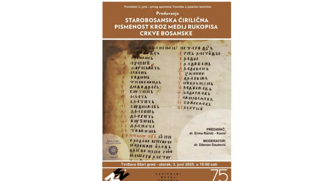 Uskoro u Travniku predavanje o starobosanskoj ćiriličnoj pismenosti i rukopisima Crkve bosanske