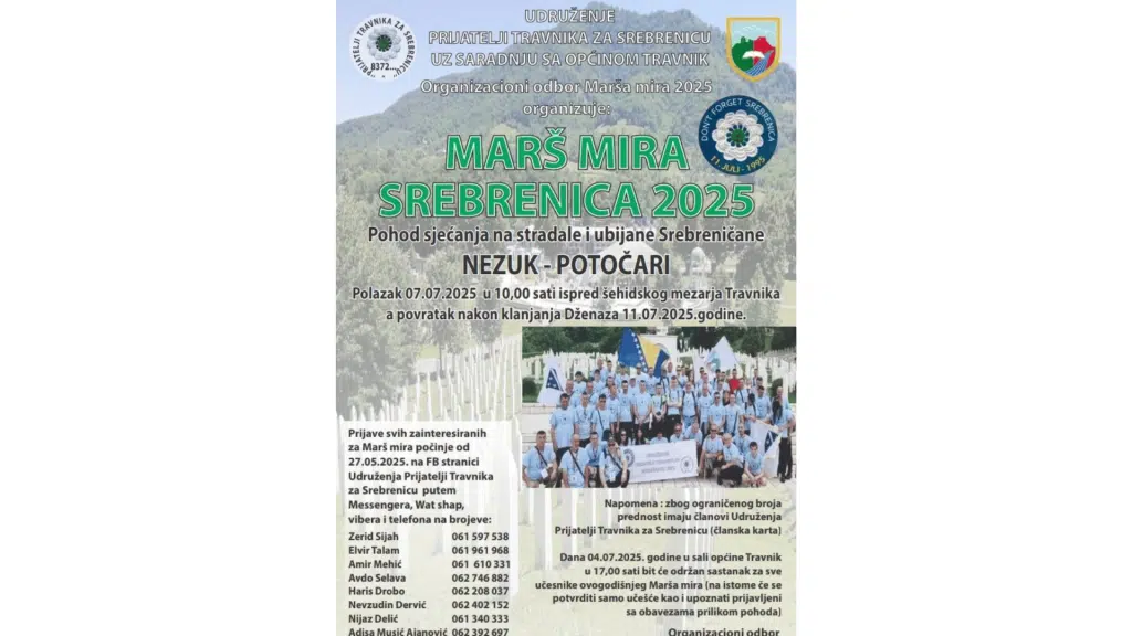 U toku su prijave za „Marš mira 2025“