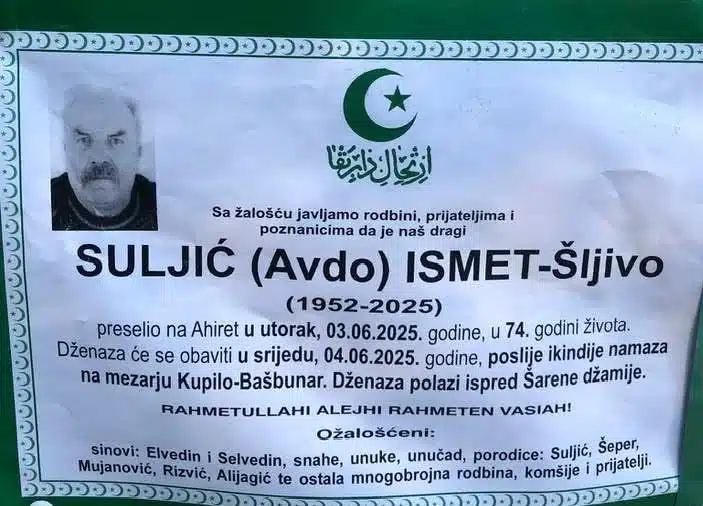 Preminuo je Suljić Ismet-Šljivo