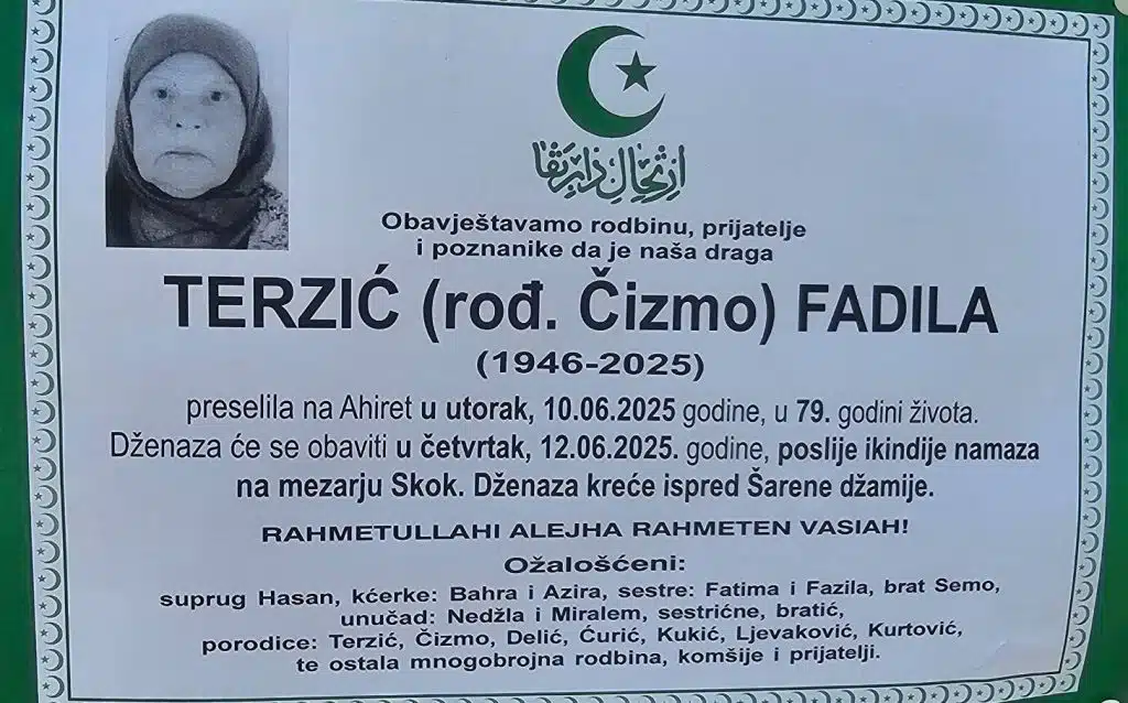 Preminula je Terzić Fadila