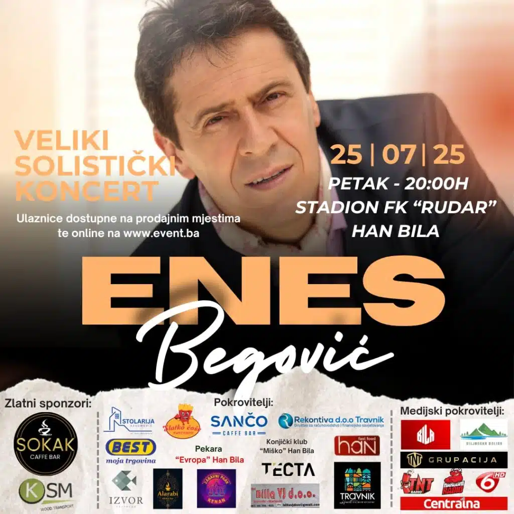Krenula je prodaja ulaznica za koncert Enesa Begovića na Biljanskom ljetu – osigurajte svoje mjesto na vrijeme!