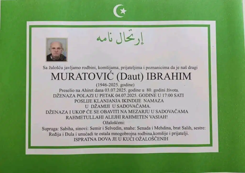 Preminuo je Muratović Ibrahim