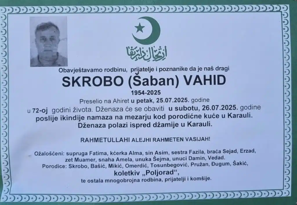 Preminuo je Skrobo Vahid