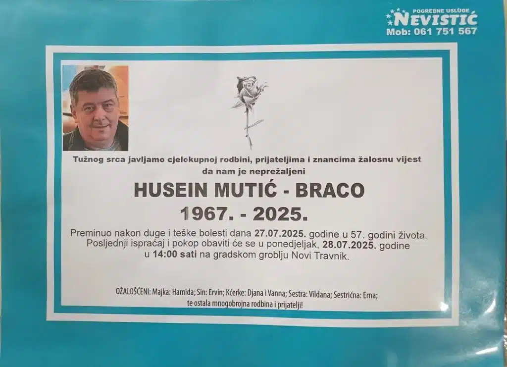 Preminuo je Husein Mutić – Braco