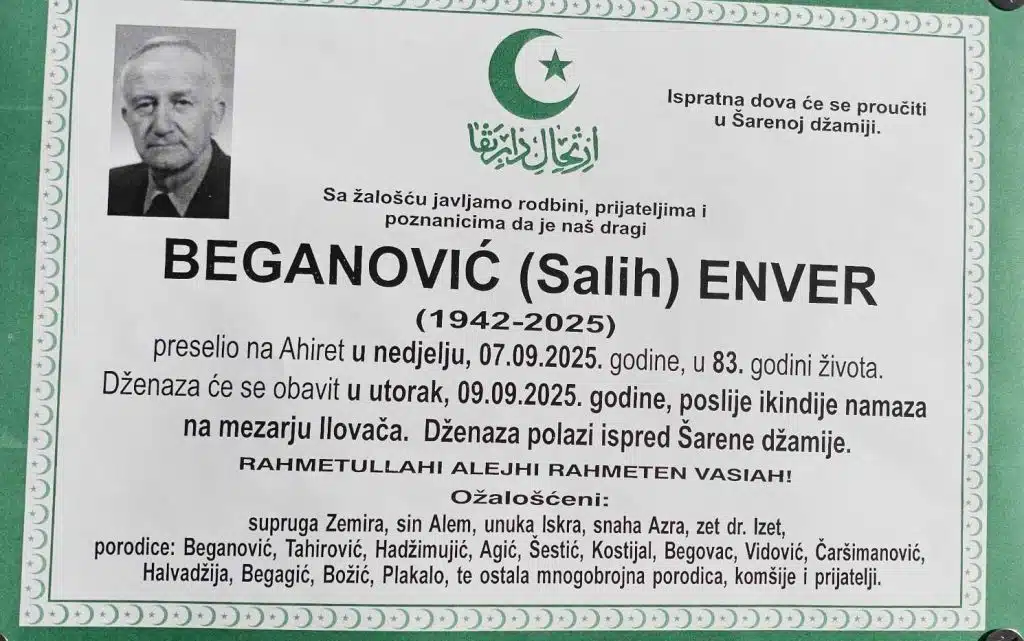 Preminuo je Beganović Enver