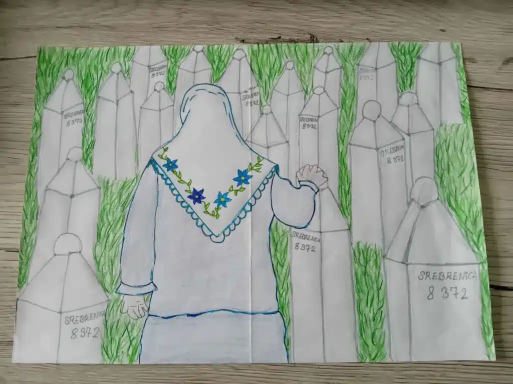 Odabrani najbolji likovni radovi polaznika mekteba u Travniku na temu „Sjećam se Srebrenice“
