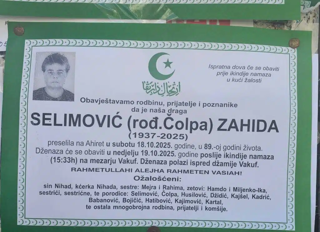 SELIMOVIĆ (rođ. Čolpa) ZAHIDA