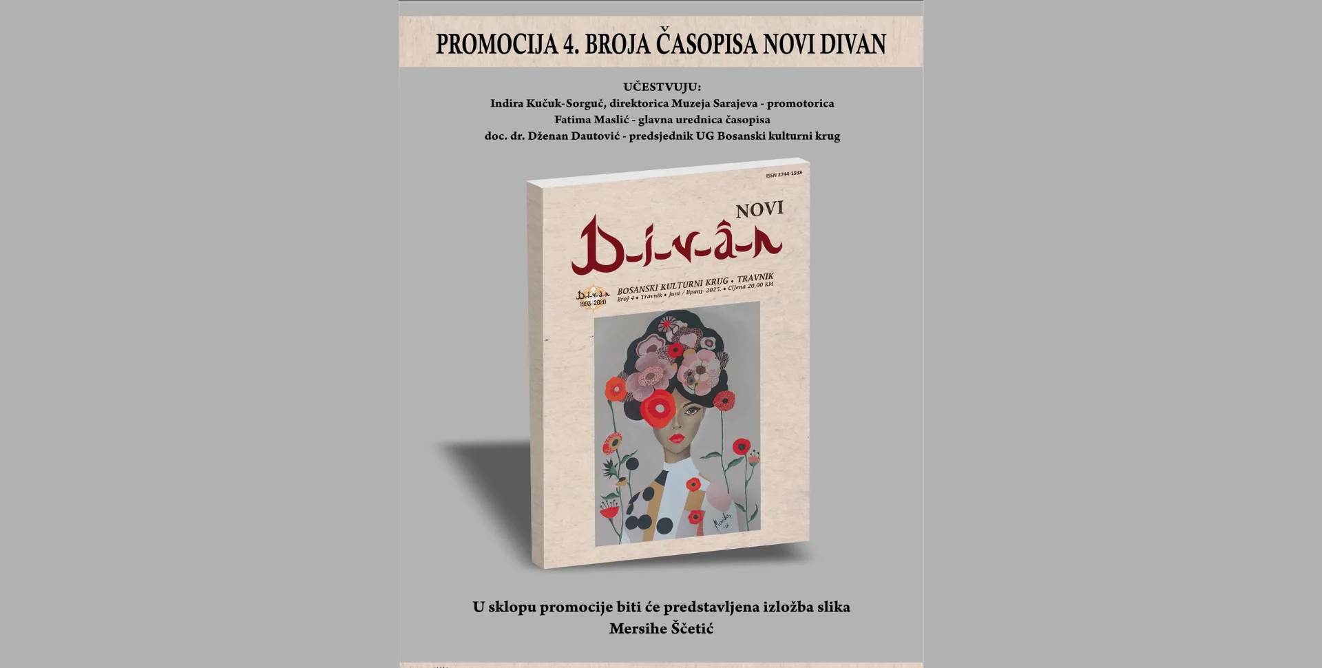 U Travniku večeras promocija novog broja časopisa „Novi Divan“ i izložba slika Mersihe Ščetić