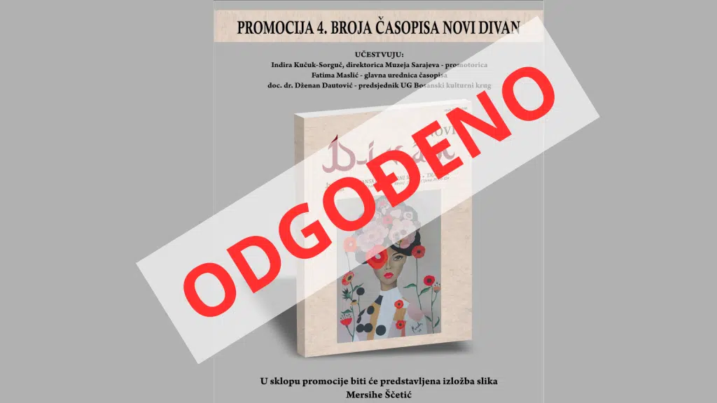 Zbog Dana žalosti odgođena izložba i promocija novog broja časopisa “Novi Divan”