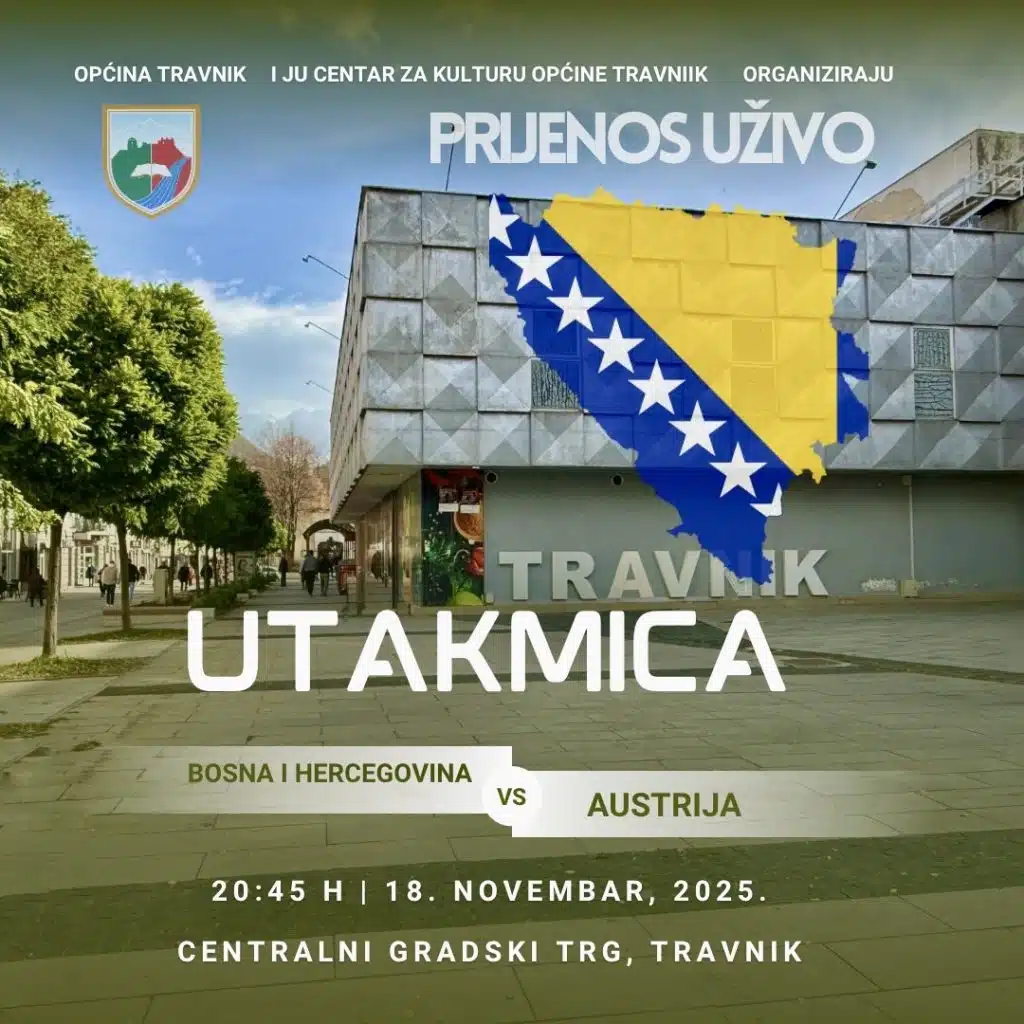 Travnik organizira javni prijenos utakmice BiH – Austrija na Centralnom gradskom trgu
