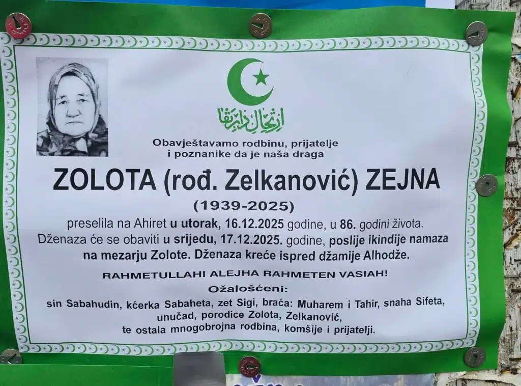 Preminula je Zejna Zolota