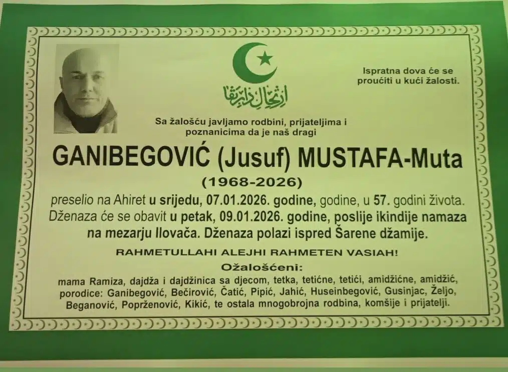 Preminuo je Mustafa Ganibegović Muta