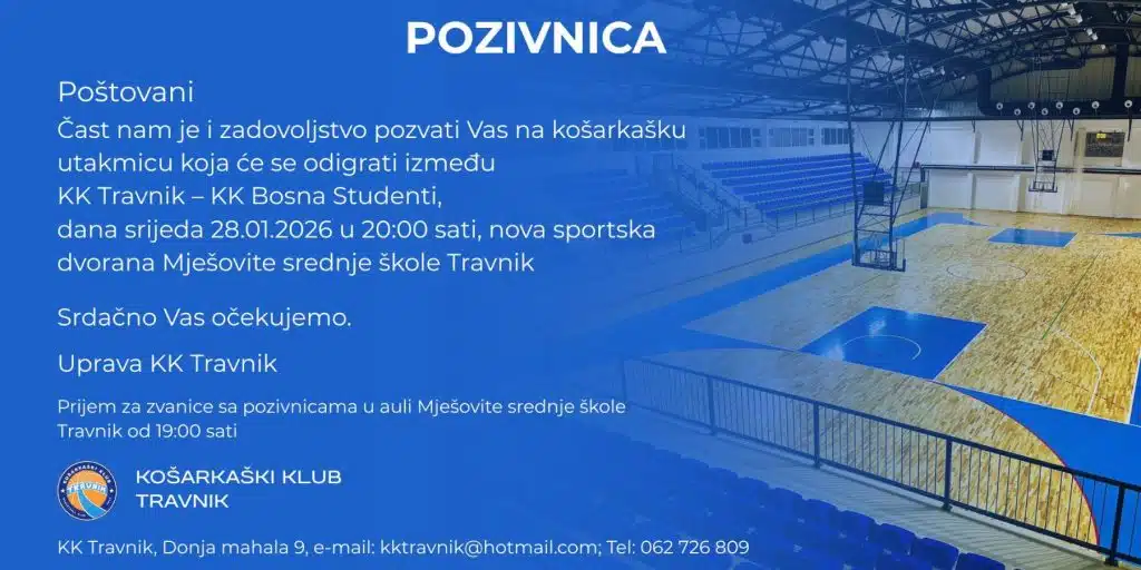 Travnik domaćin derbija: KK Travnik dočekuje KK Bosna Studenti u novoj sportskoj dvorani