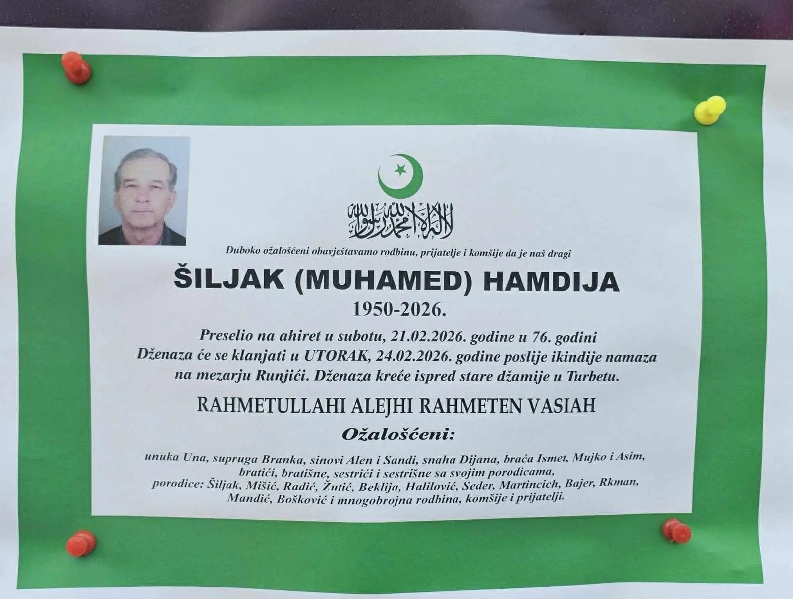 Preminuo Šiljak Hamdija