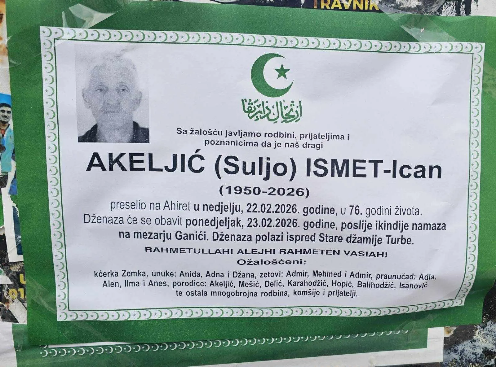 Preminuo Akeljić Ismet – Ican