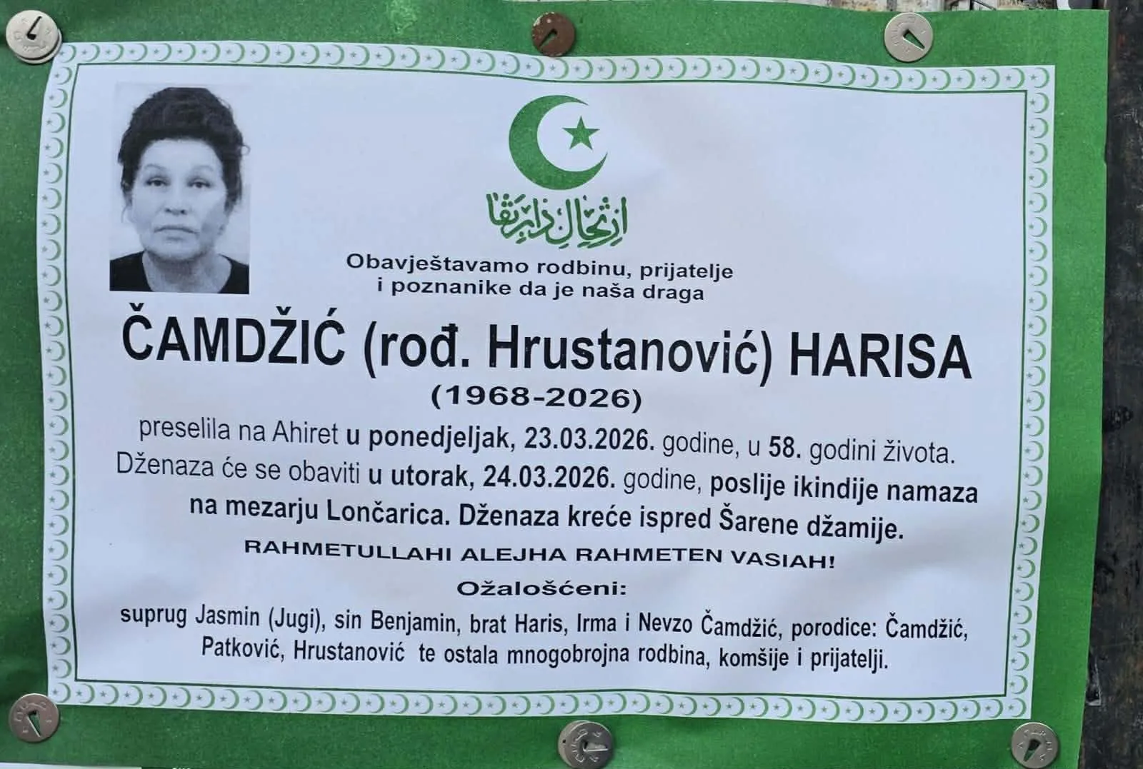 Preminula Harisa Čamdžić