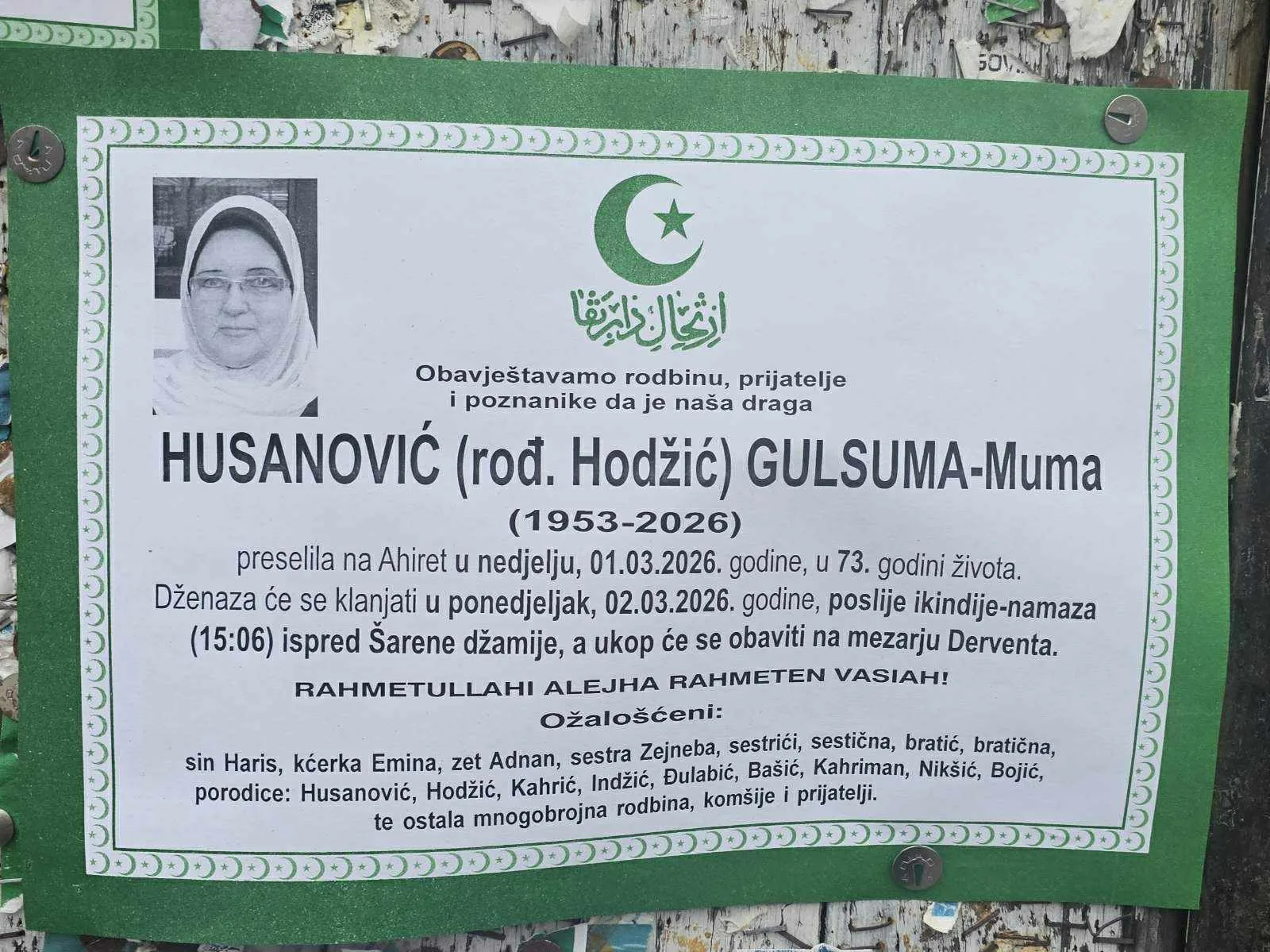 Preminula Gulsuma Muma Husainović